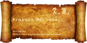 Krajnyik Mónika névjegykártya
